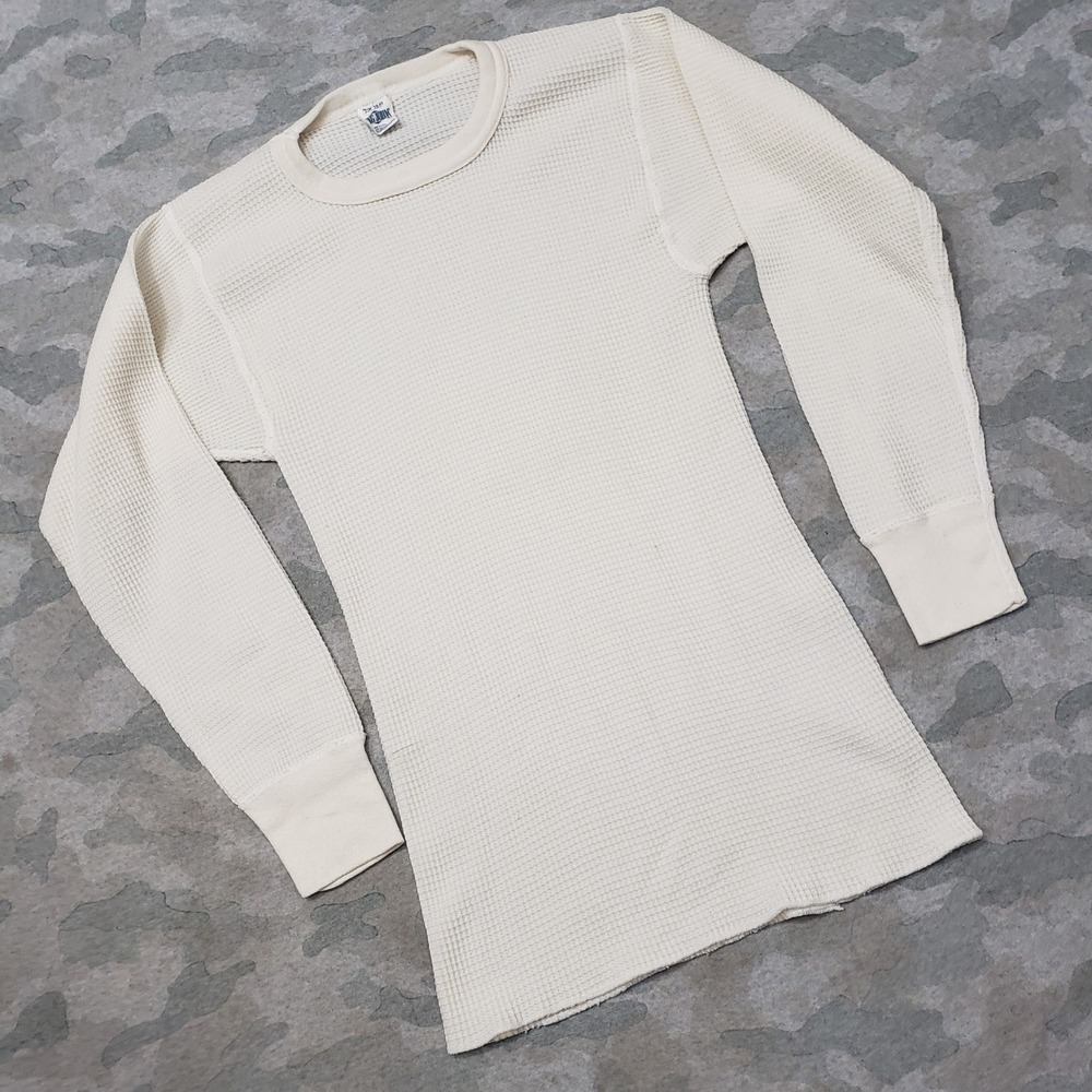 VTG J.E. Morgan Long Johns Shirt Men Medium Beige Thermal Pullover Waffle Knit